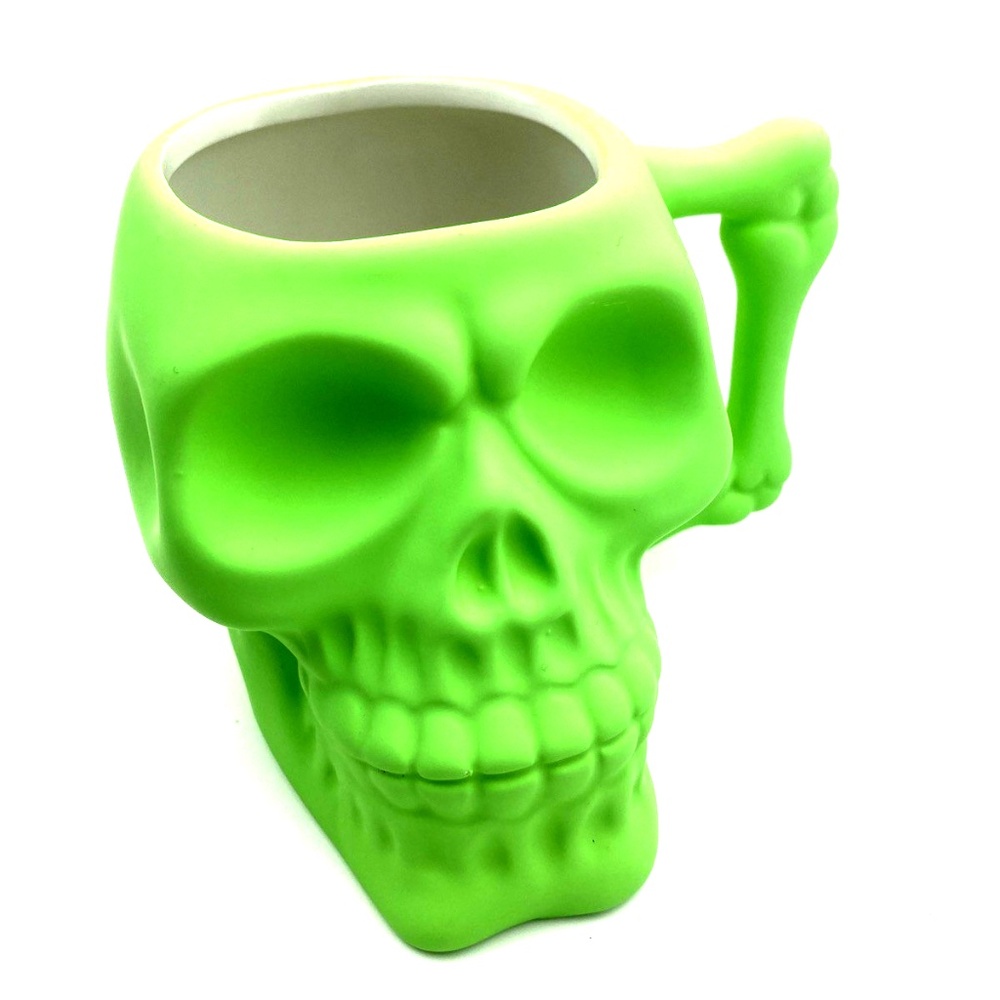 Sunday Morning Ceramic 18oz Mug Skull Lime Green So Smooth Drinkware Coffee Cup
